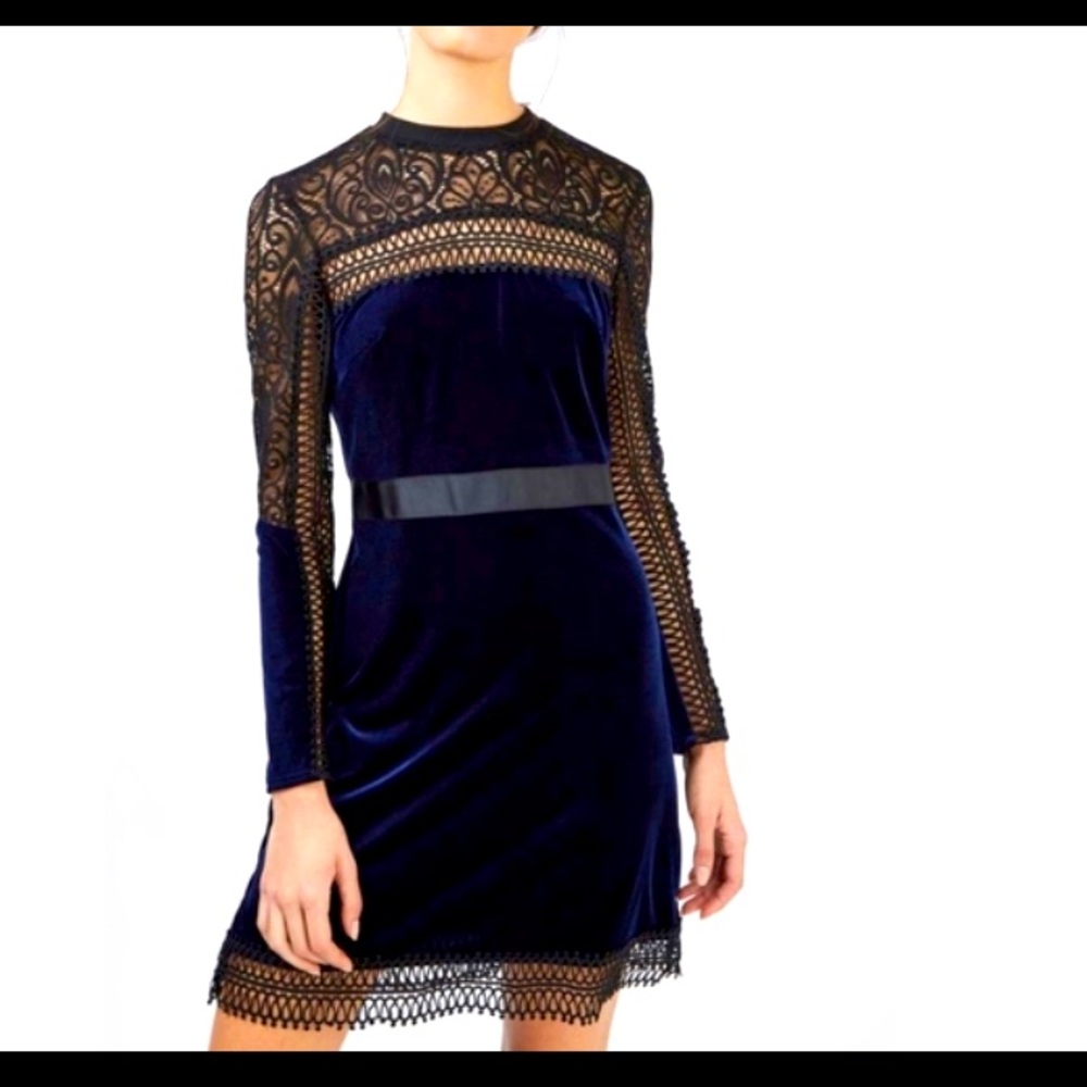 Top Shop Blue Velvet Dress Size 2